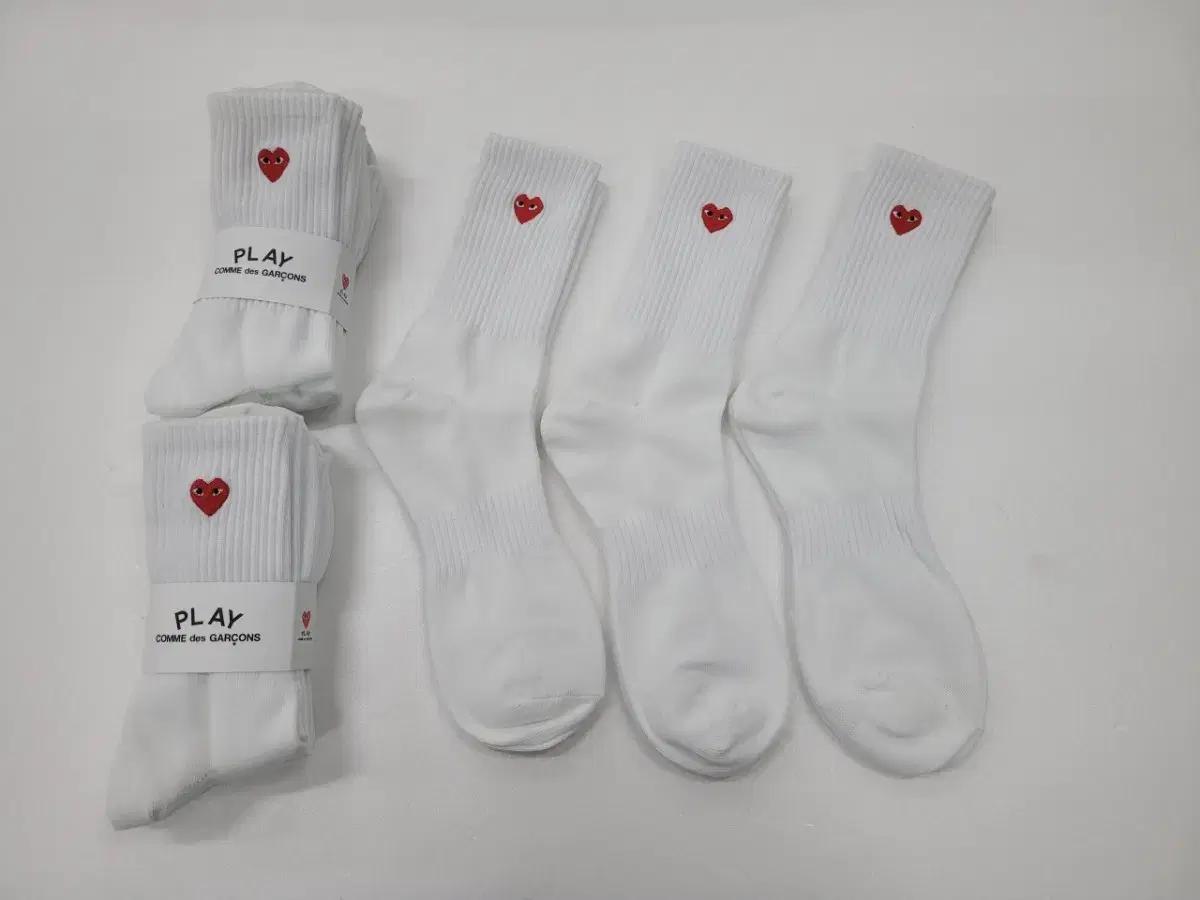 꼼데가르송 플레이 흰색 하트 양말 9켤레