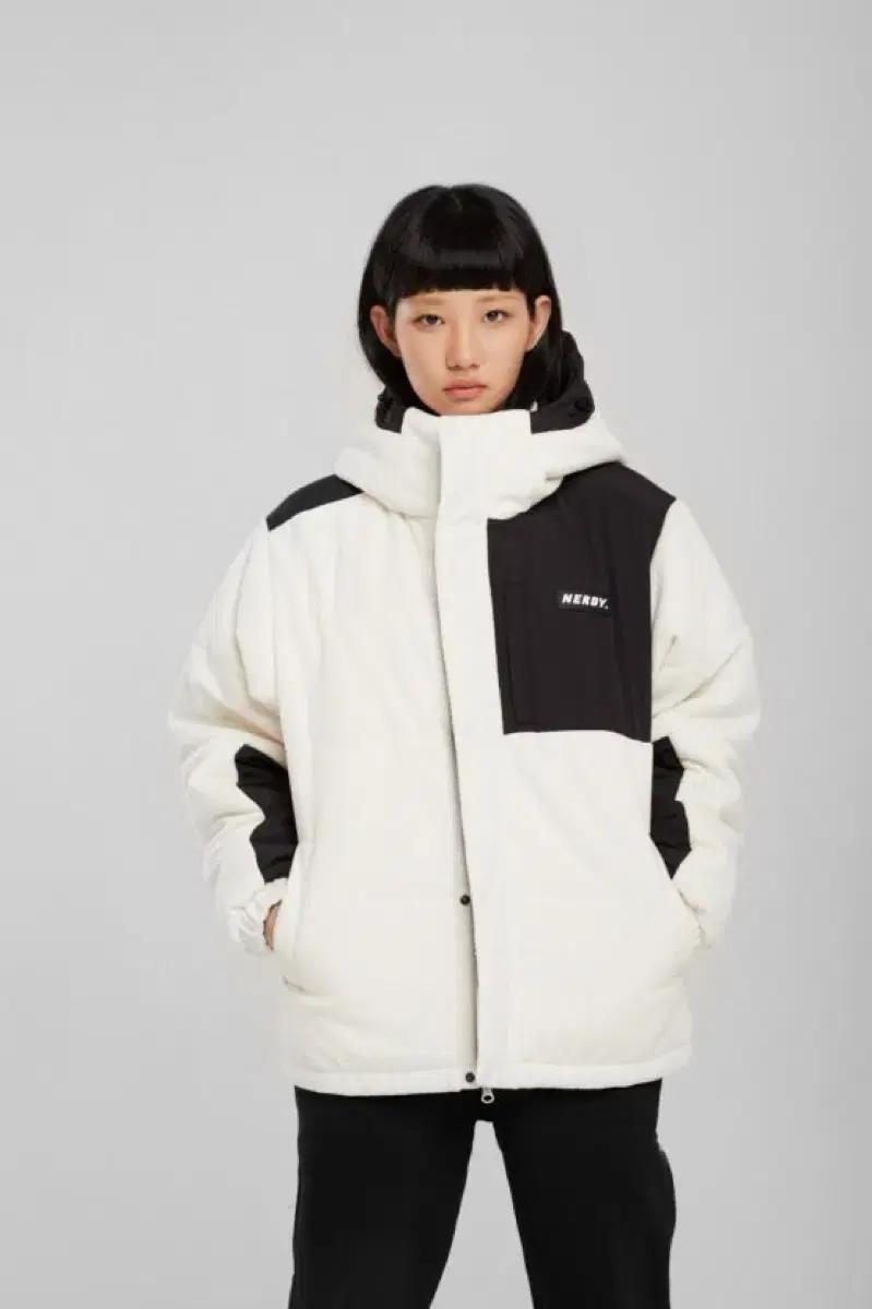 널디(NERDY) 플리스 블록 패디드 재킷 또는 플리스 패딩 점퍼 xs