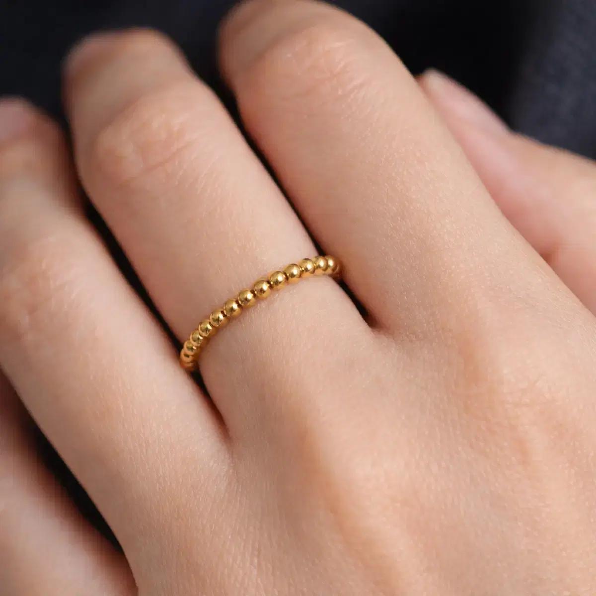 S925 순은 볼 2mm 반지 + 18K 골드도금
