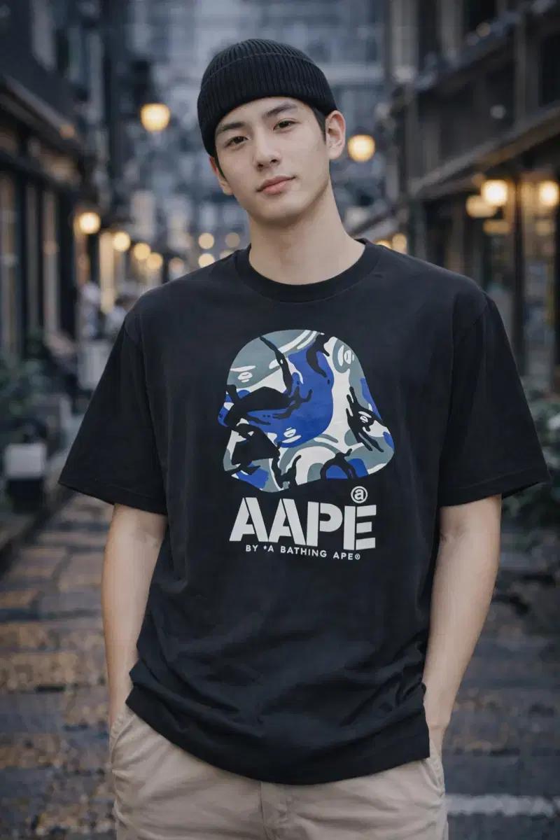 [판매완료] AAPE 에이프 바이 어 베이프 카모헤드 그래픽 티셔츠