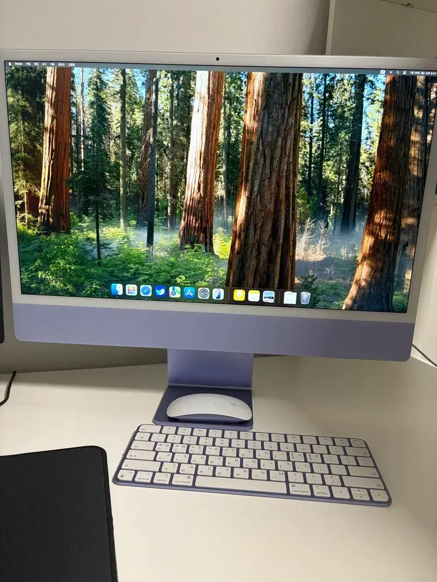 애플 아이맥 24형 M1 16GB 256GB 퍼플