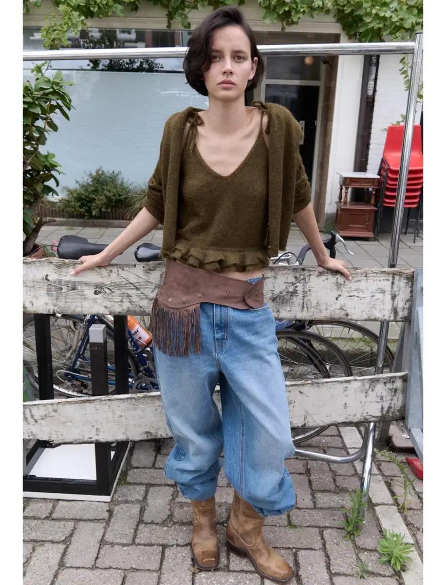 포에토 foeto 키드 모헤어 가디건/뷔스티에 세트