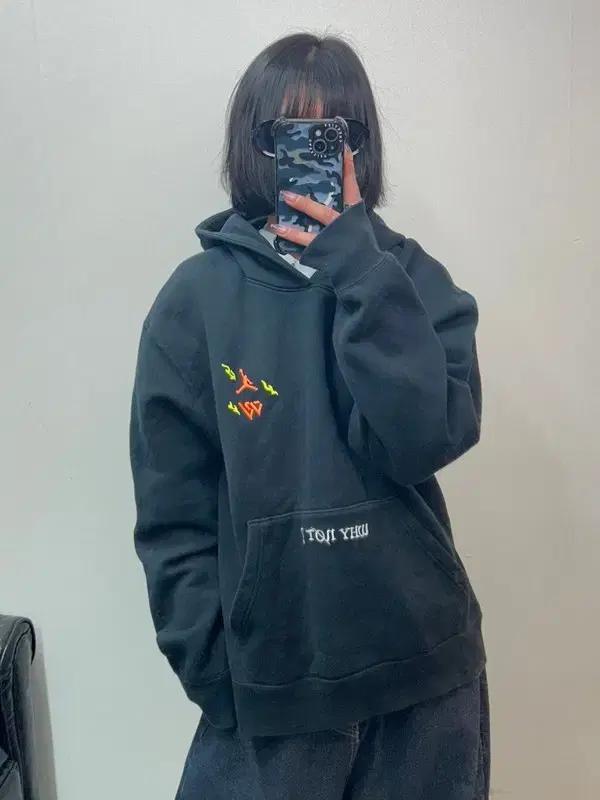 XL 나이키 조던 와이낫 플리스 후드 티셔츠 블랙