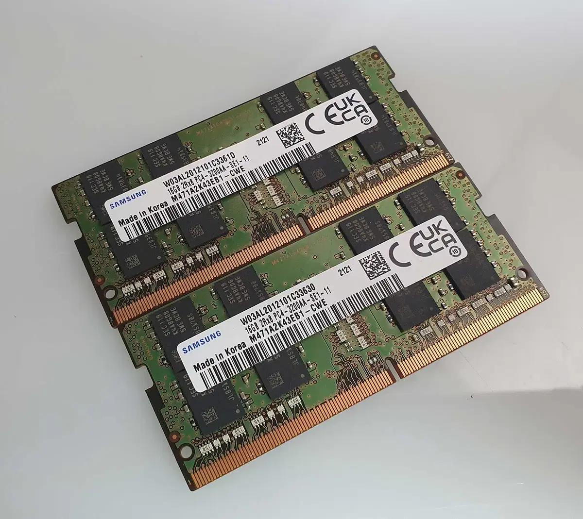 노트북용 DDR4 16GB 3200 메모리 2개