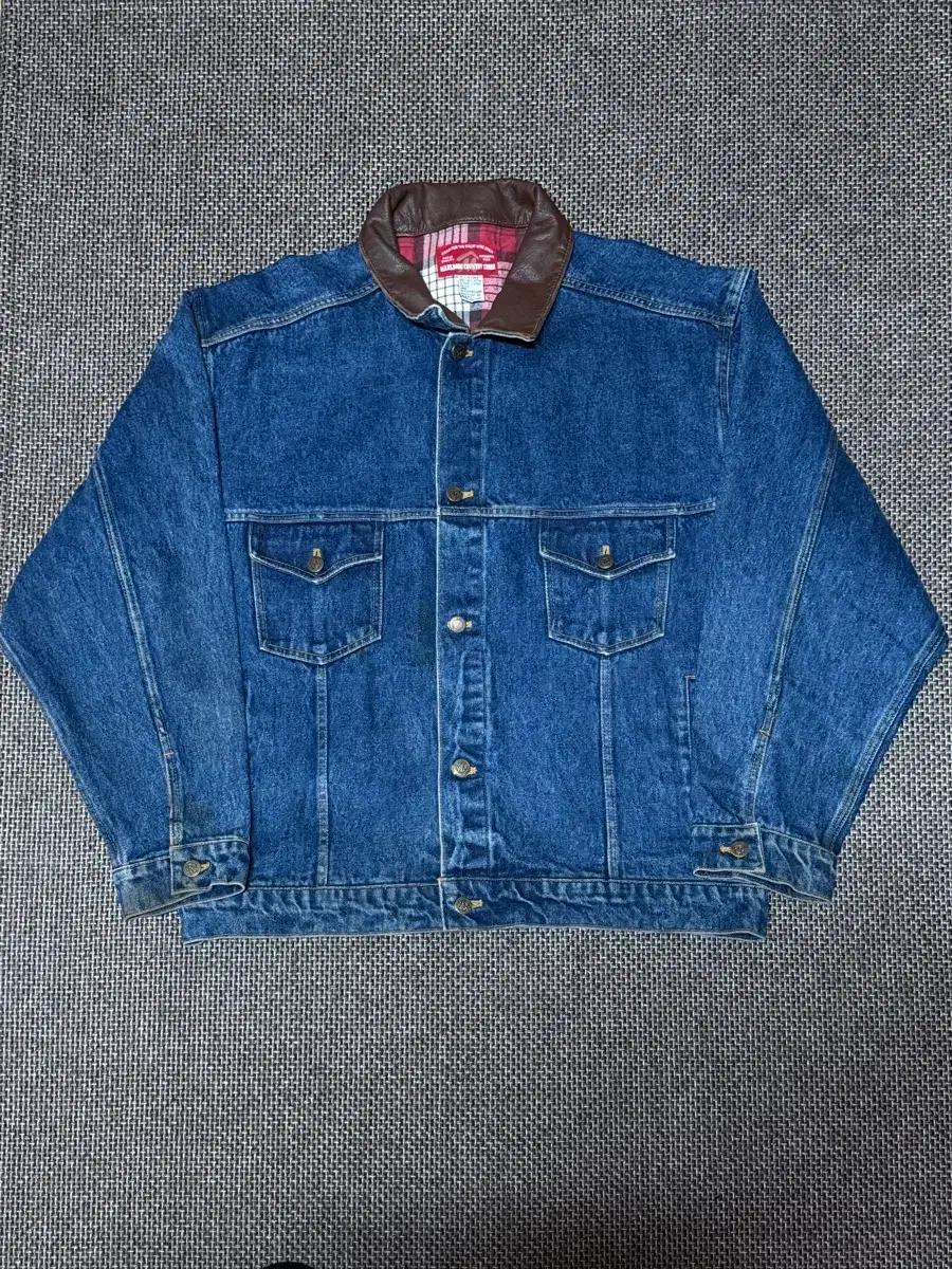 90s 말보로 컨트리 스토어 made in korea 레더넥 데님자켓