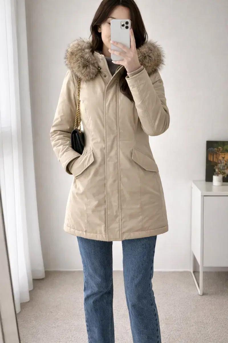 WOOLRICH 울리치 여성 아틱파카 다운패딩 베이지 리얼퍼