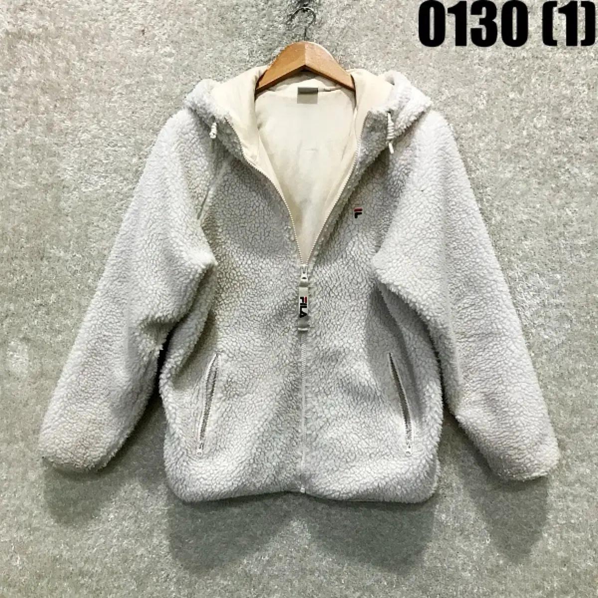 휠라 FILA 뽀글이 후드 집업 아이보리 s