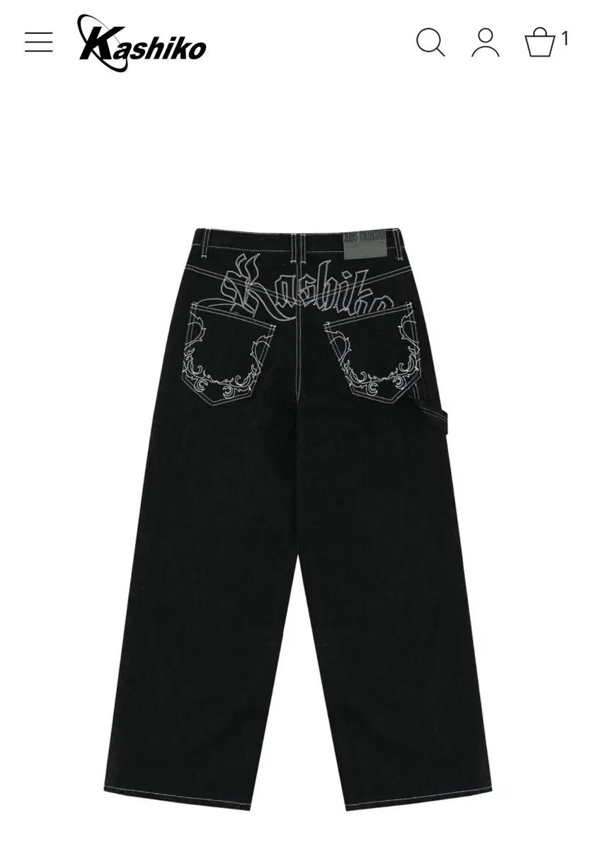 Embroied Nonfade Denim Pants Black 카시코