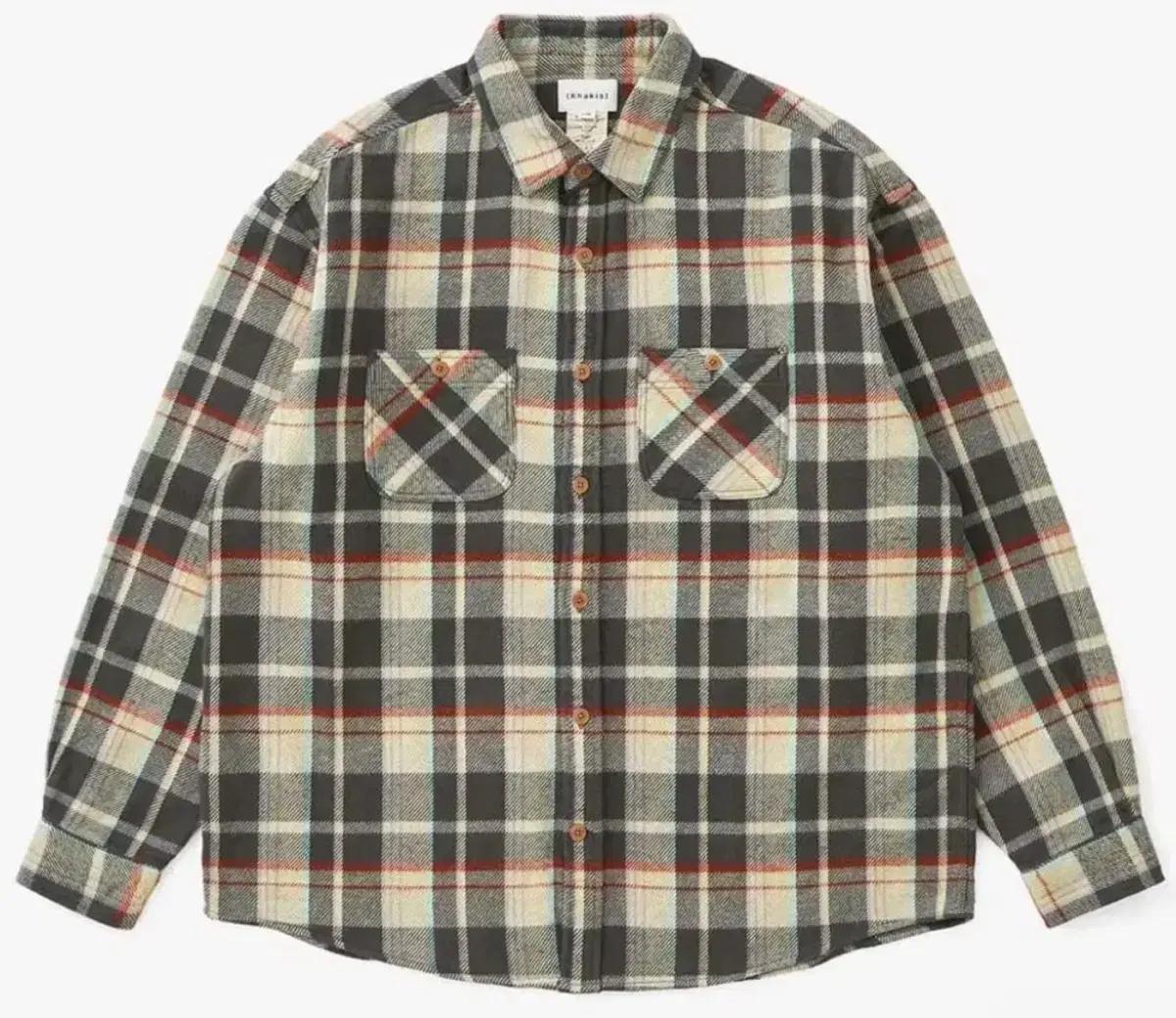 카키스 Brushed Plaid Shirt Grey XL