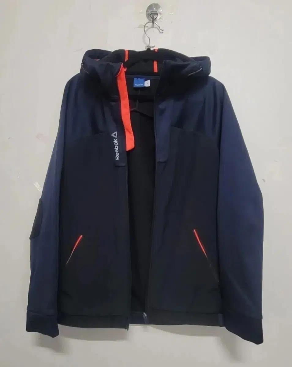 (리복Reebok)포근한 안감 기모 후드 자켓(L사이즈)/블랙&네온