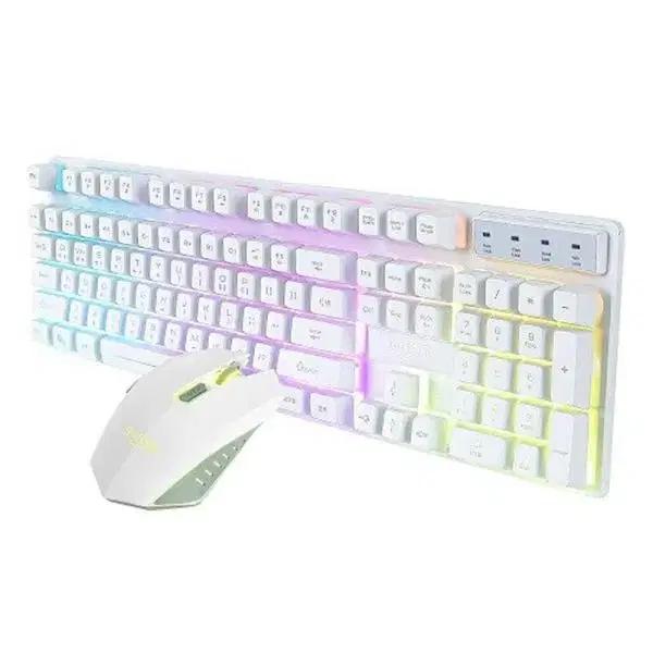 RGB LED 무소음 게이밍 키보드마우스 유선 데스크톱 세트 화이트