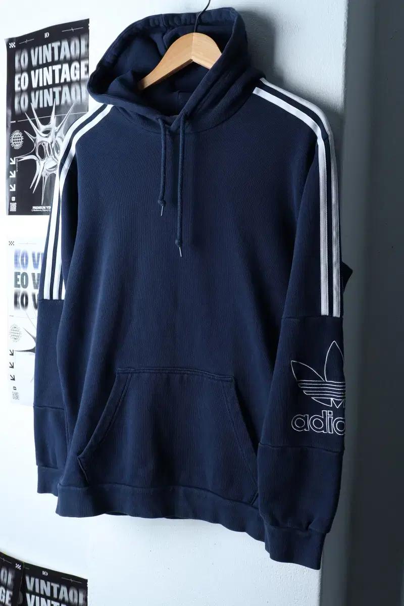 (XL-2XL) 아디다스 후드티셔츠 오리지널 네이비 삼선-16FB5