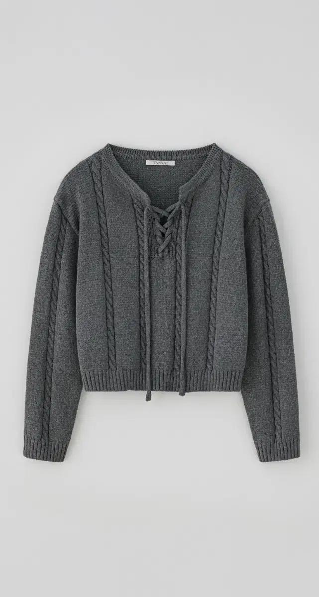 타낫 T/T String cable knit top (charcoal)