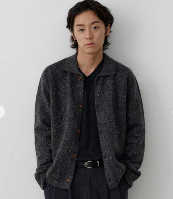 노운 nep yarn collar cardigan (charcoal)