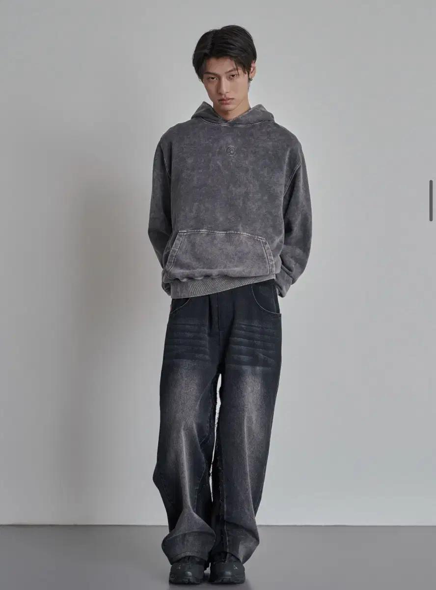 yiyae Marvle Washed Signet Hoodie Gray