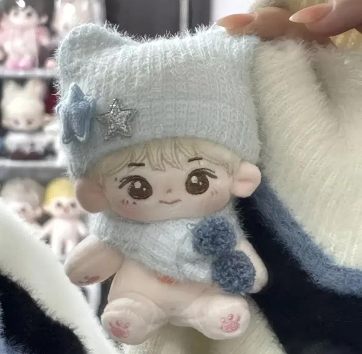 고양이 모자 목도리 뜨개옷 인형옷 10cm인형옷 위시 투어스 보넥도