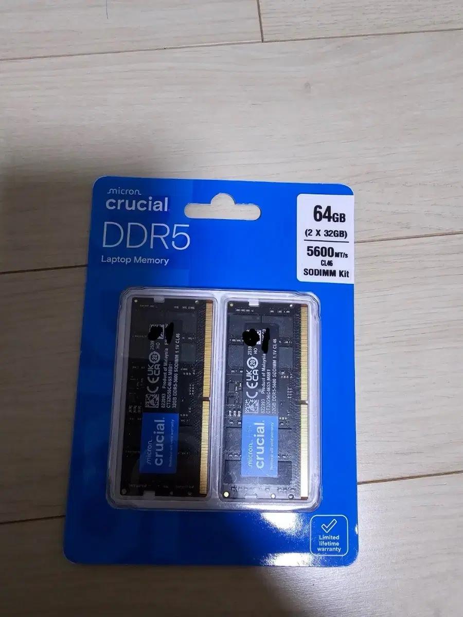 Crucial DDR5 64GB (32GBx2) 5600 노트북 램