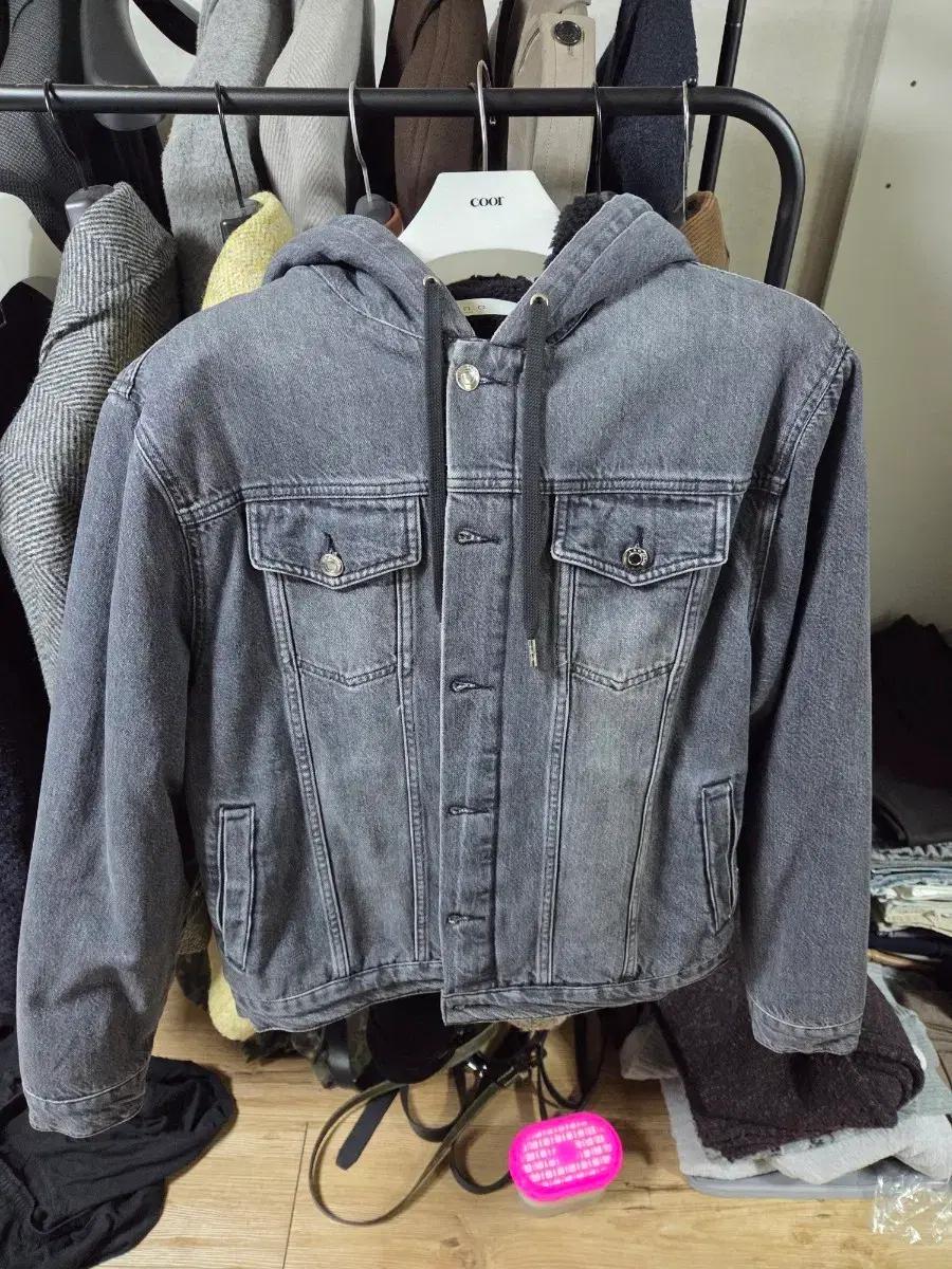 iro men 22fw 기모 후드 데님 자켓