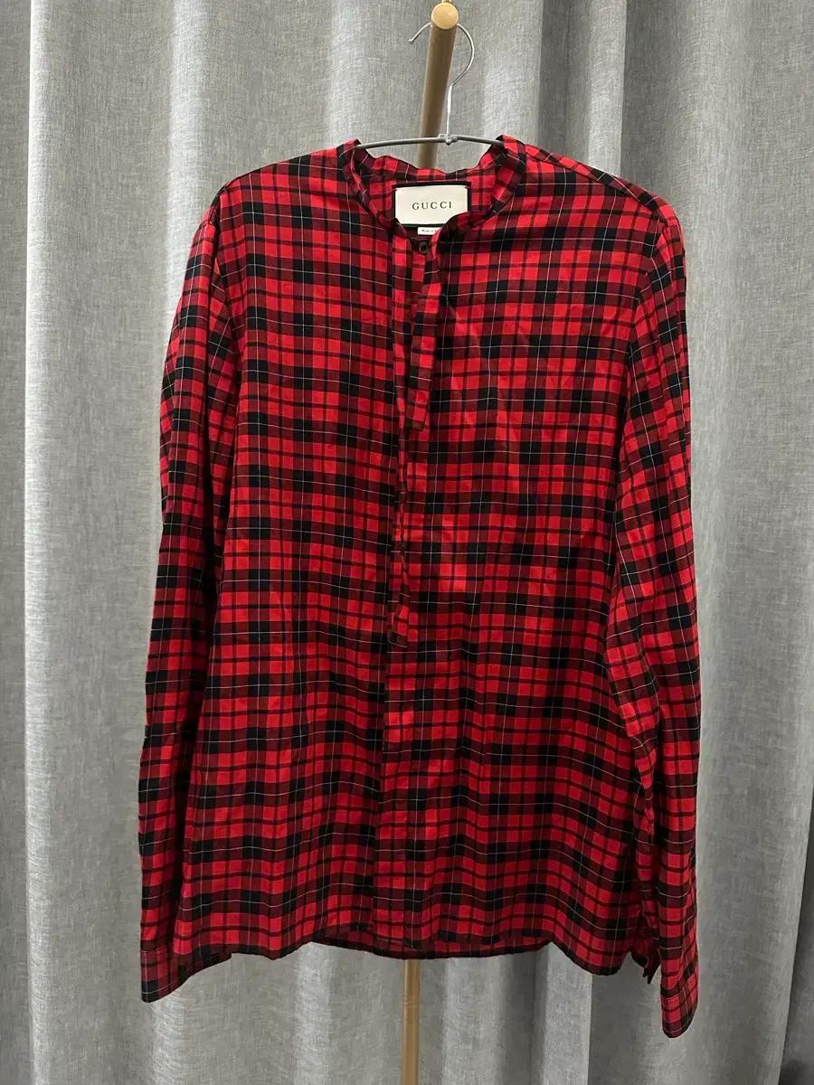 [정품] GUCCI 구찌 노 카라 리본타이 체크 셔츠 판매합니다