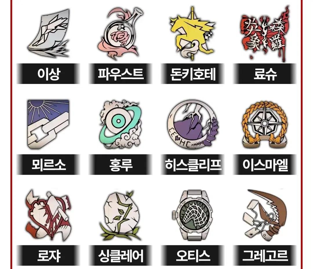 림버스 컴퍼니 12수감자+단테 개인심볼 아크릴 뱃지