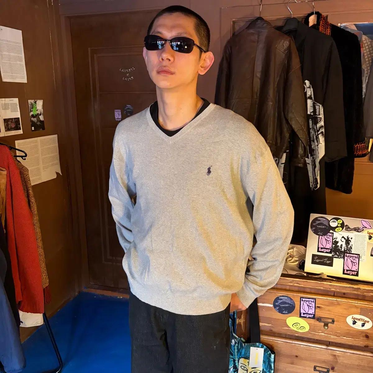 POLO RALPH LAUREN V-NECK COTTON KNIT
