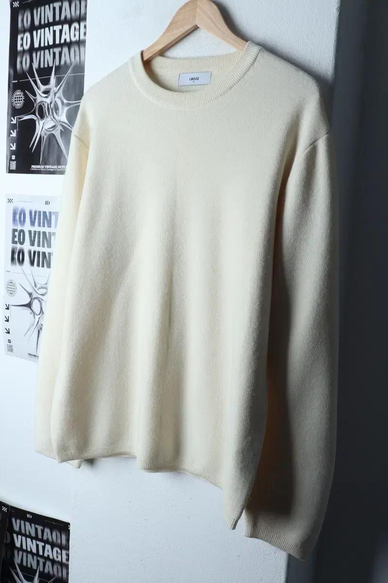 (XL-2XL) 엘무드 니트 캐시나일론 아이보리 크림 무지-172F1