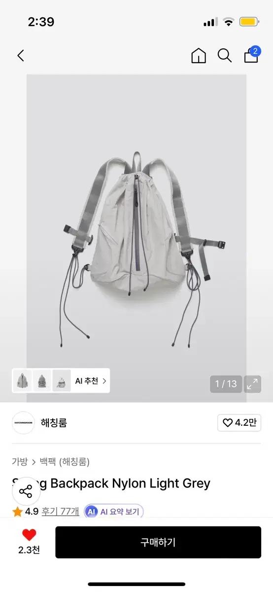 해칭룸 나일론 백팩