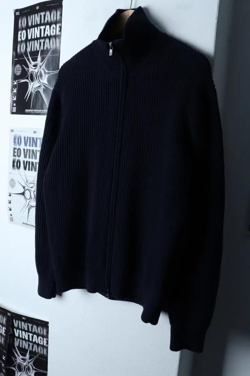 (L-XL) 인더로우 니트 가디건 집업 네이비 메리노울-1732C