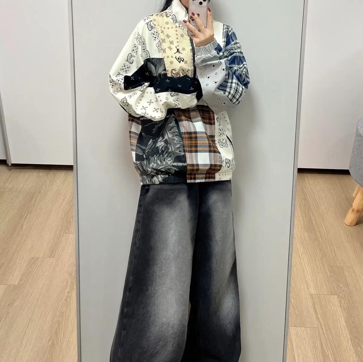 조던 x 리셀 웨스트브룩 와이낫 패치워크 하프 집 자켓