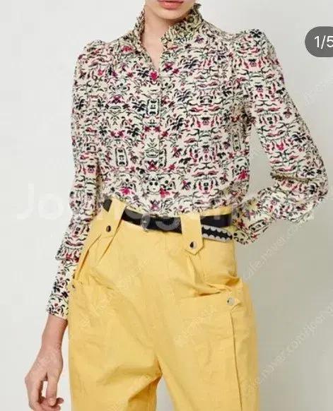 이자벨마랑 플라워 러플 실크 블라우스 34사이즈