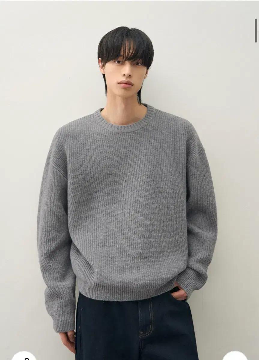 (XL) 드로우핏 램스 울 하찌 라운드 니트 MELANGE GREY