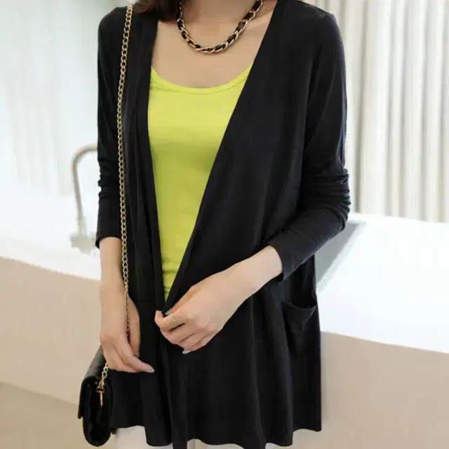 쎄샵 ST162 모달 사이드포켓 가디건 블랙 FREE5566-1개