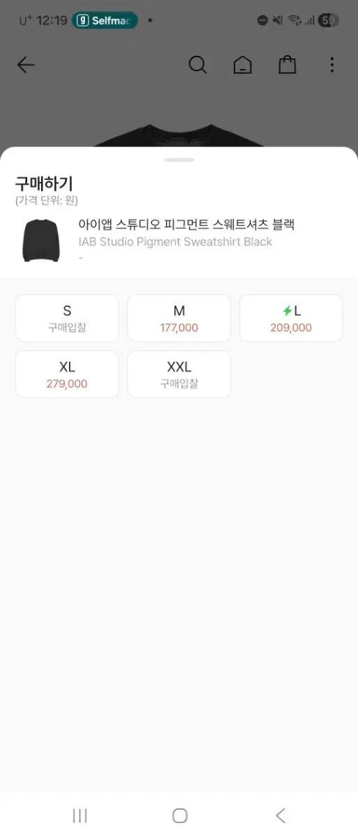아이앱 스튜디오 피그먼트 스웻셔츠 xl