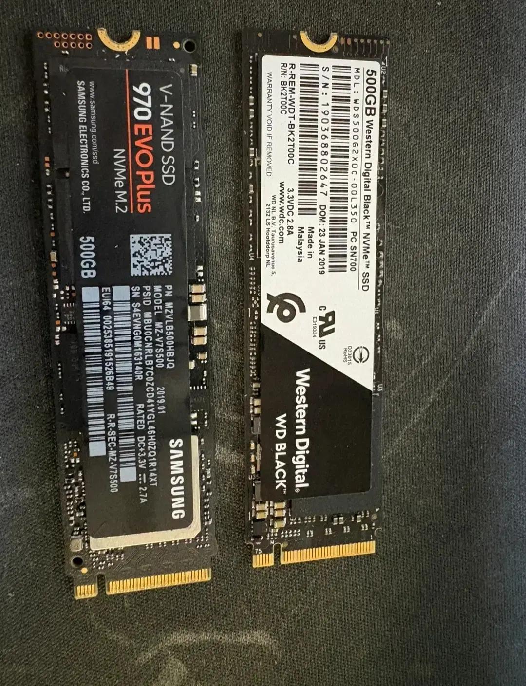 삼성970EVO Plus 500 +WD Black 500 2개일괄