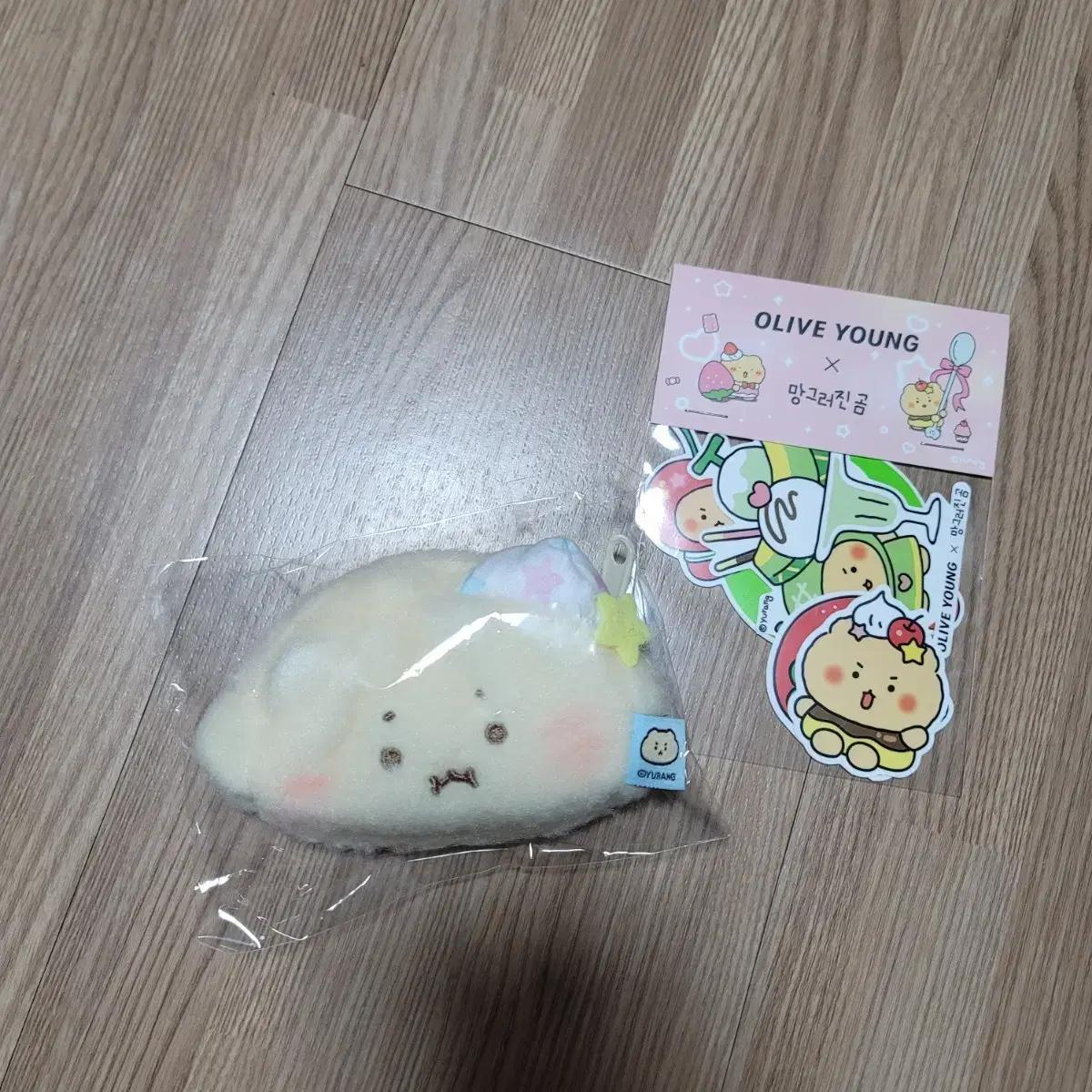 (미개봉) 올영 망곰 동전지갑 비플레인 올리브영 망그러진곰 콜라보 스티커