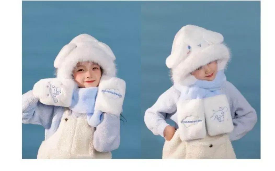 마이멜로디 아동용 일체형 겨울 모자/목도리/장갑 세트