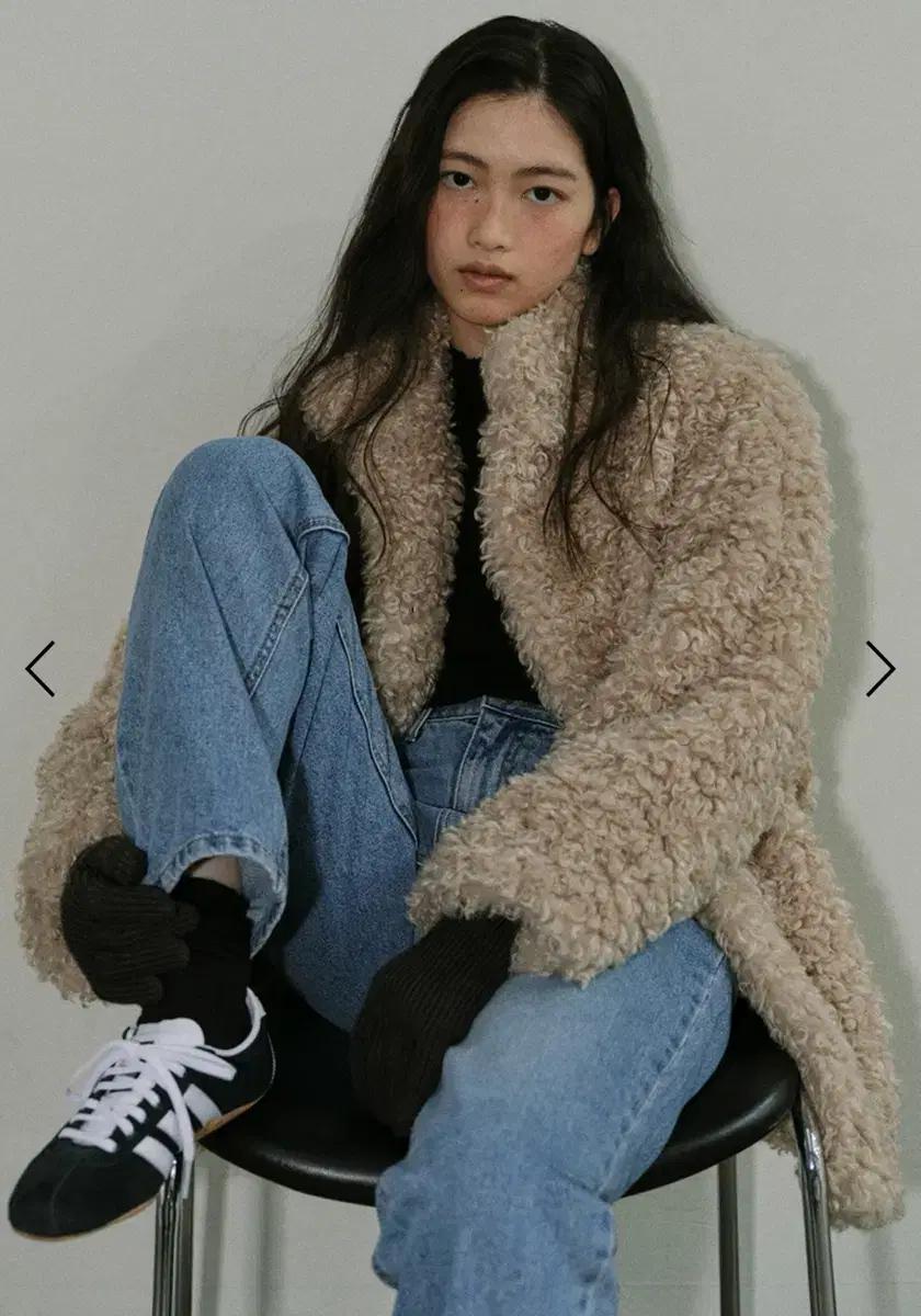 블랭크공삼 faux fur single coat (beige)