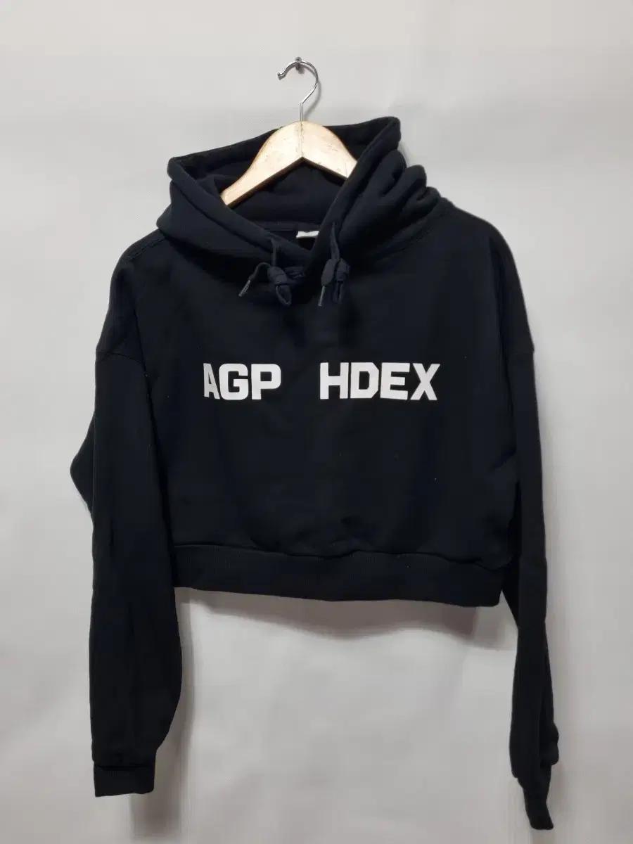 HDEX 블랙 크롭 후드티 M