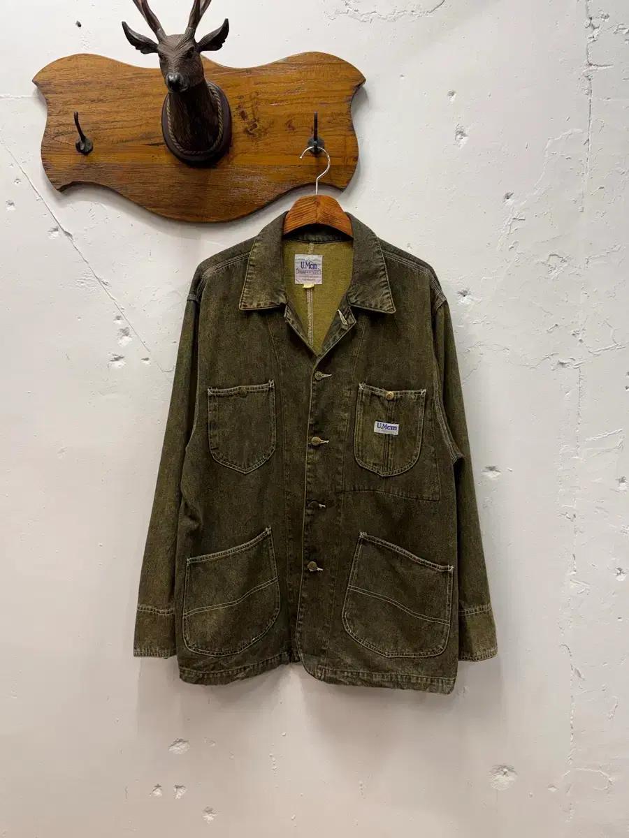 L) U.Mcm Olive Drab Denim Chore Jacket