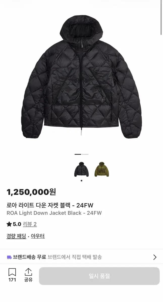 로아 라이트 다운 패딩 자켓 블랙 XL