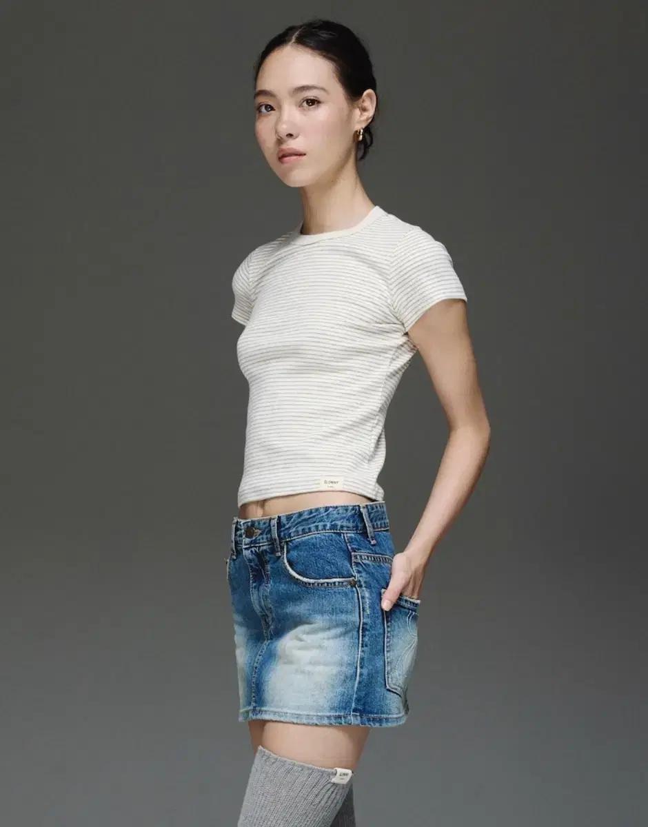 글로니 g crew neck tee stripe (M)