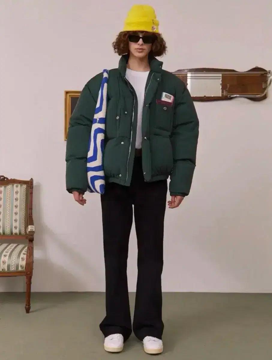 [L] STU 22FW 덕 다운 숏 자켓 그린 패딩 STU OFFICE