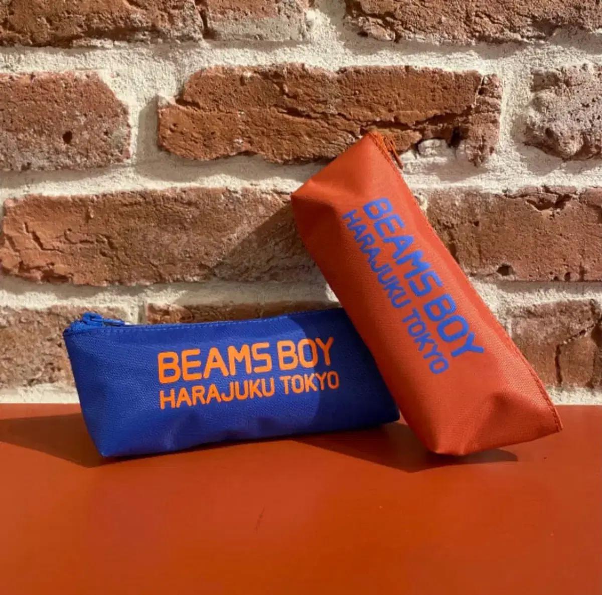 Beams 빔즈 별주 하라주쿠 필통 새상품 오렌지