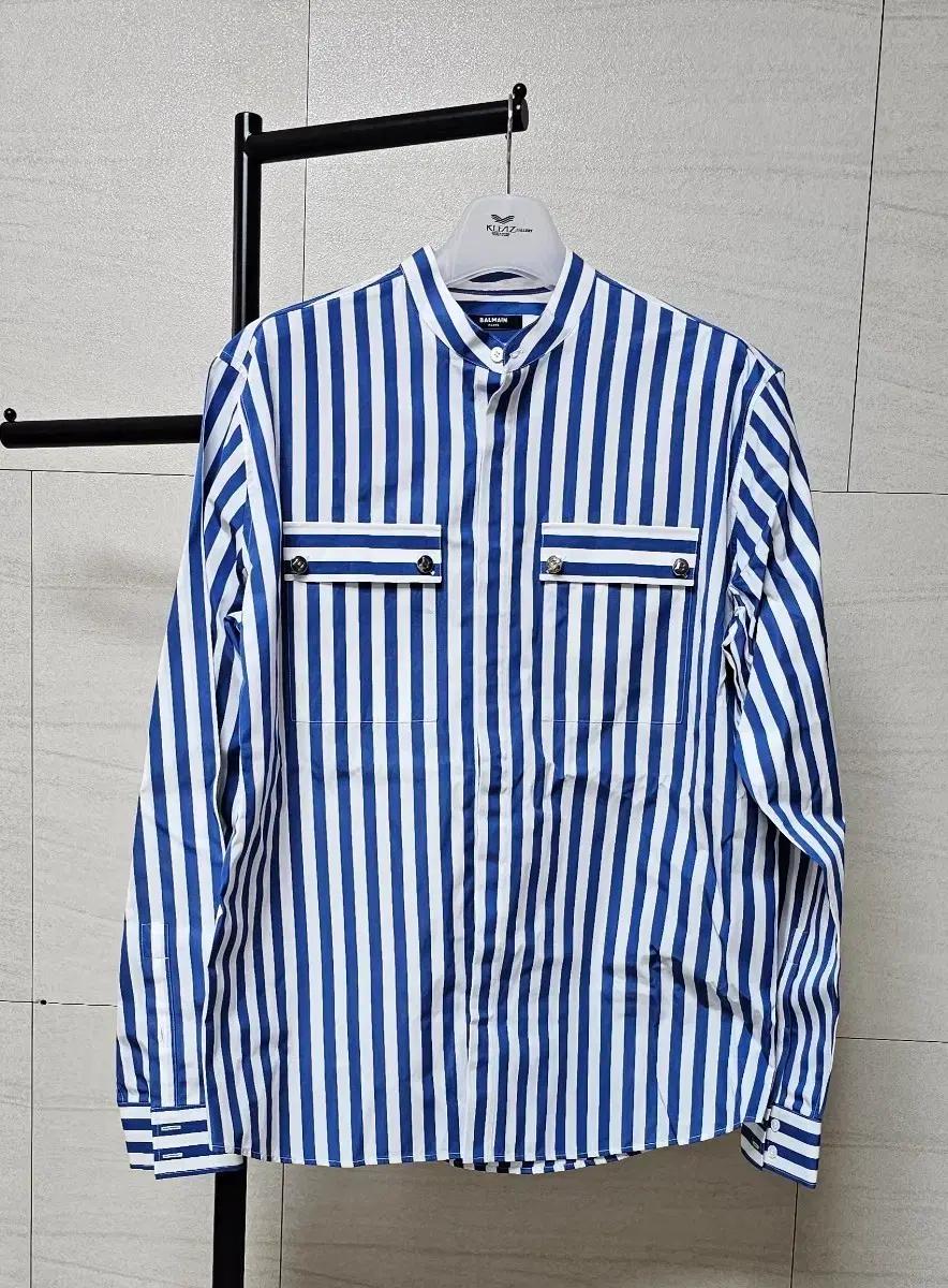 BALMAIN 발망 스트라이프 셔츠 블루 화이트 배색