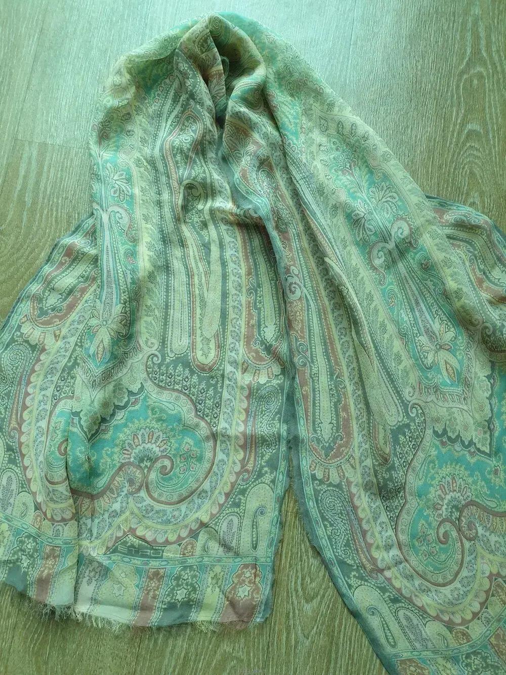 명품 에트로(ETRO 정품)100% SILK 롱스카프 머플러 목도리 숄