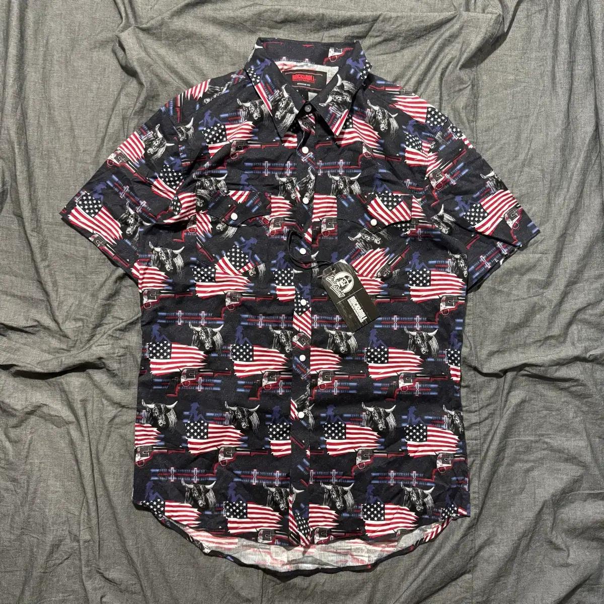 Rock & Roll Denim S/S Snap Shirt Sz L