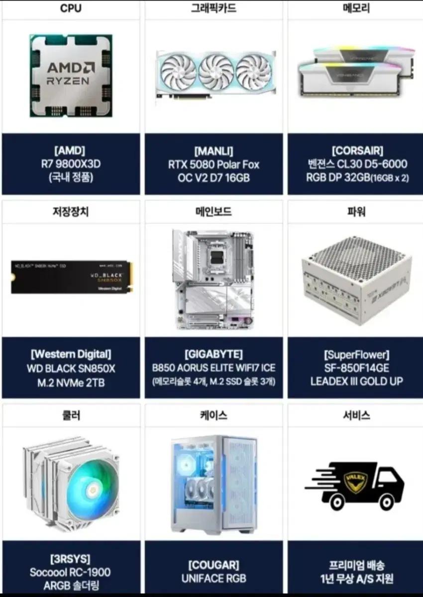 9800X3d 5080 미사용 새 것