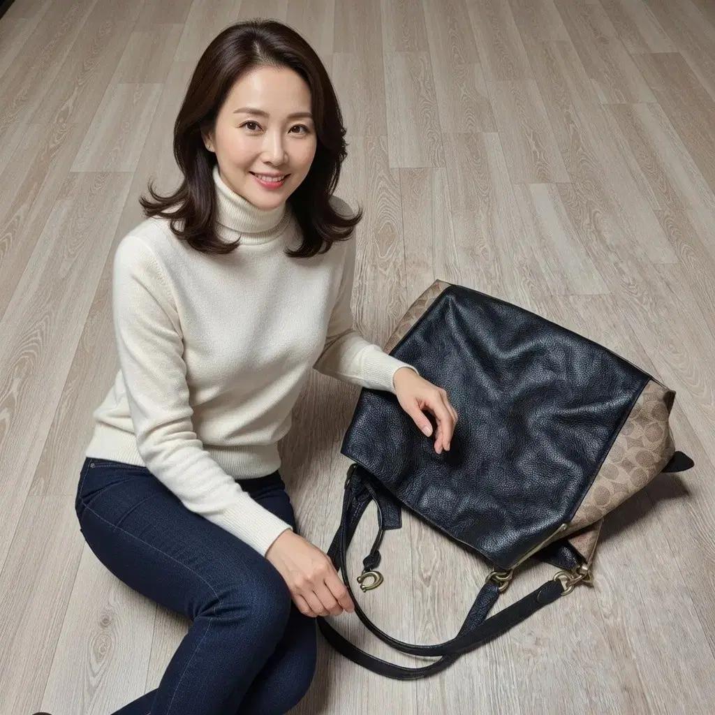 코치 정품 레더 시그니처 투웨이 숄더백