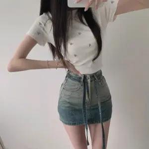 (새상품) 수입의류 큐빅 스톤 데님 미니 청치마