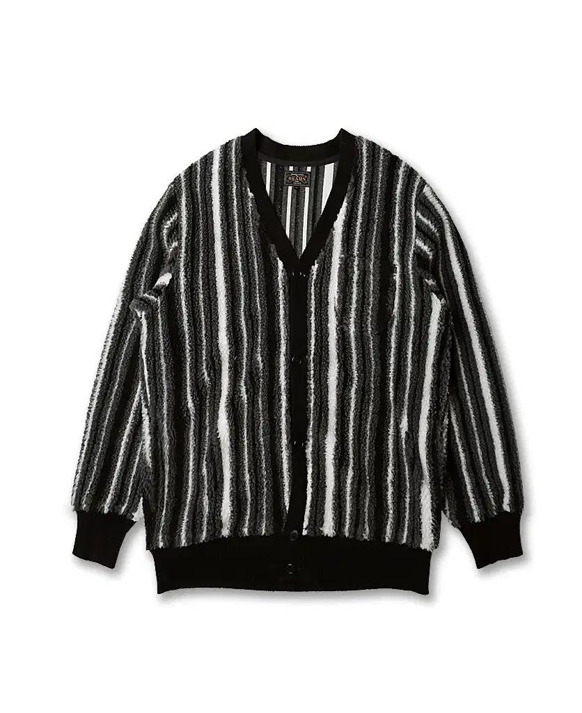 빔즈 플러스 [Beams +] 부클 스트라이프 V넥 가디건 브이넥 니트